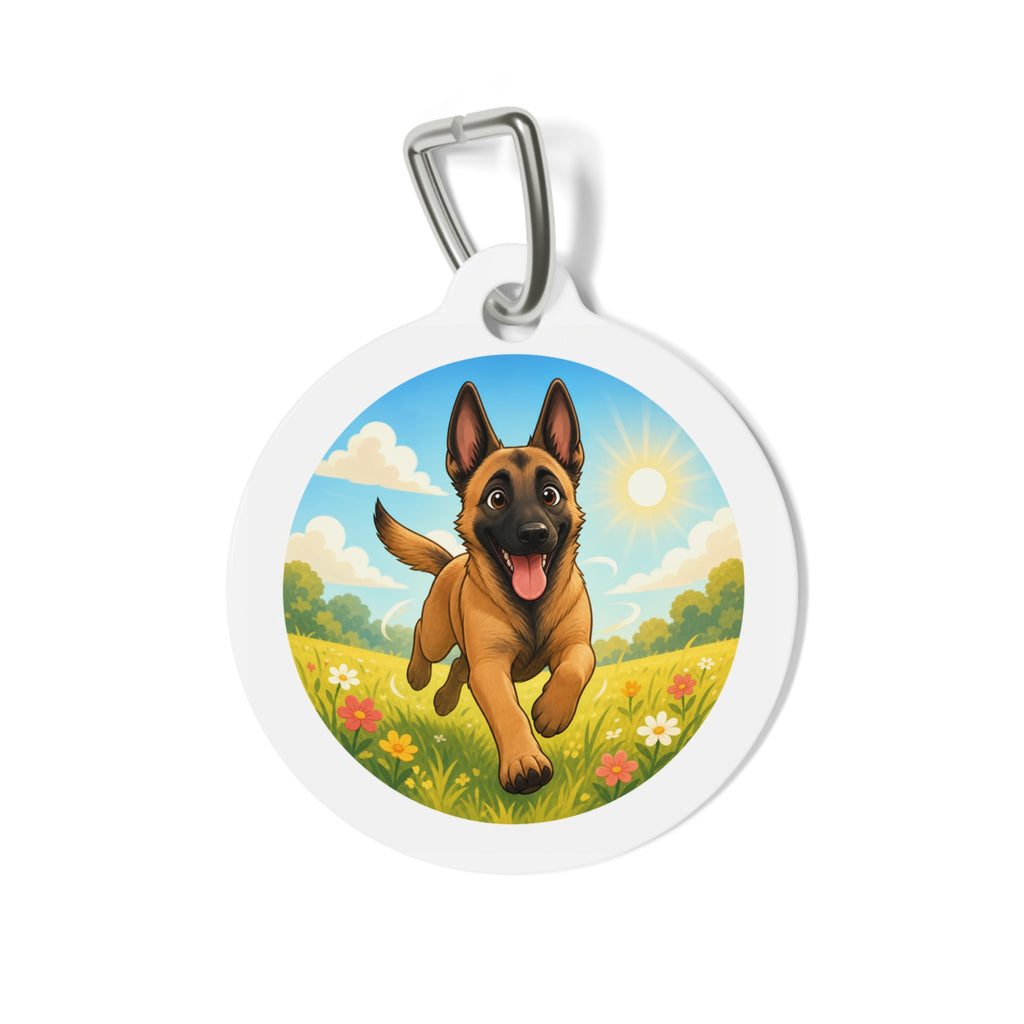 Placa de identificación personalizada para perro "Belgian Malinois Sunny Meadow"