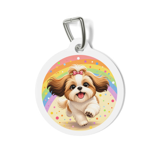 Shih Tzu Rainbow Celebration Personalized Dog ID Tag
