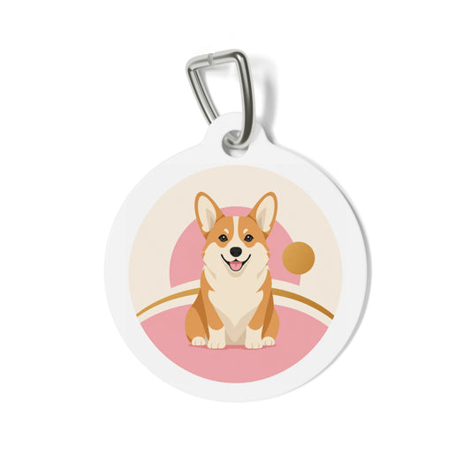 Pembroke Welsh Corgi Joyful Playful Portrait Personalized Dog ID Tag