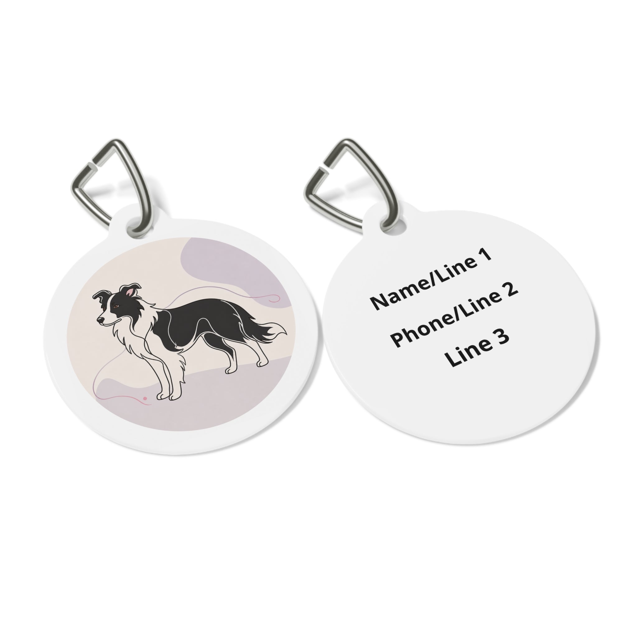 Border Collie Graceful Line Art Personalized Dog ID Tag