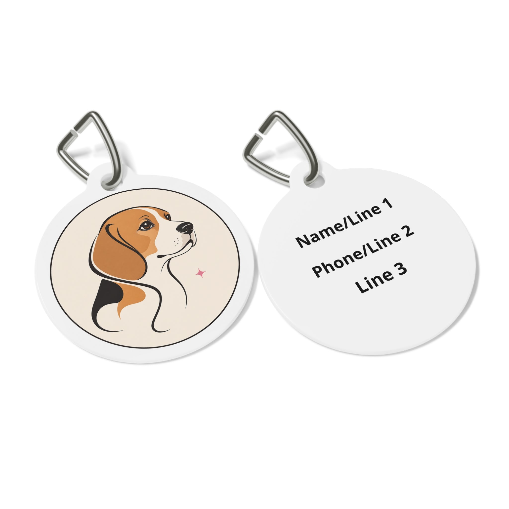 Beagle Elegant Line Portrait Personalized Dog ID Tag