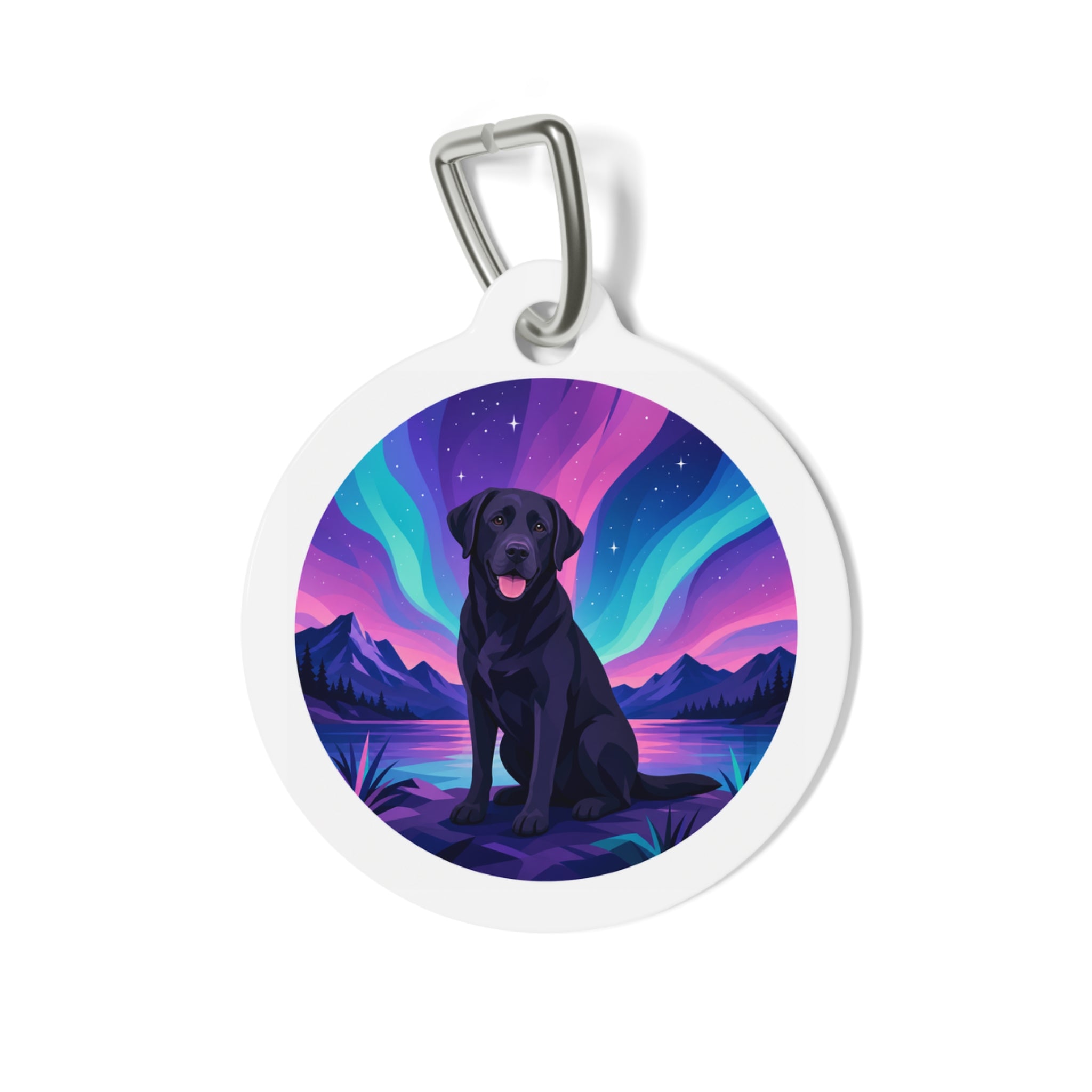 Labrador Retriever Northern Lights Black Personalized Dog ID Tag