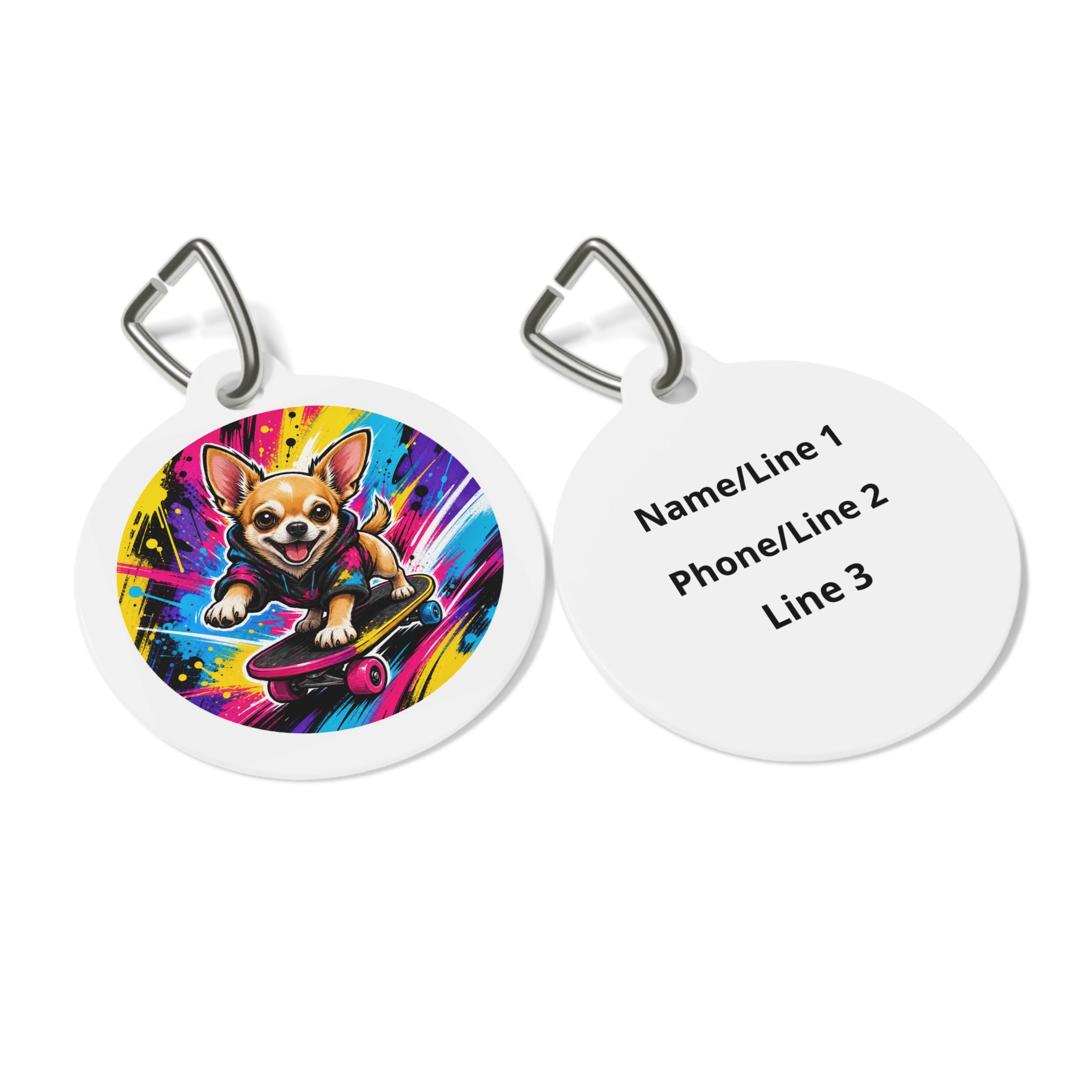 Chihuahua Skateboard Street Pop Personalized Dog ID Tag