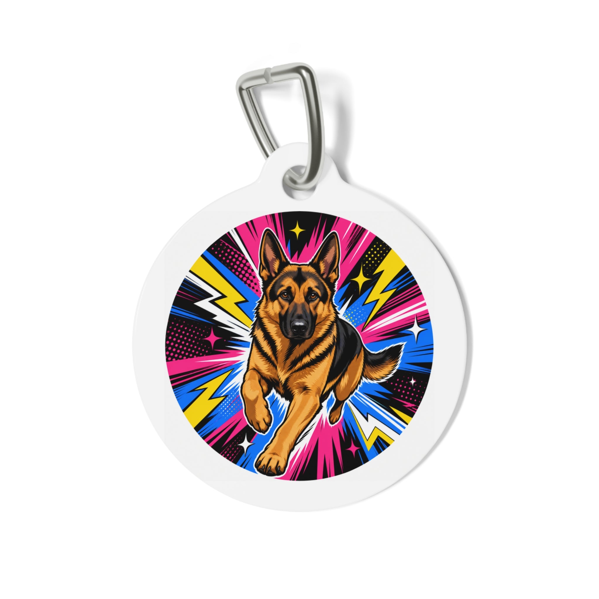 German Shepherd Superhero Comic Personalized Dog ID Tag