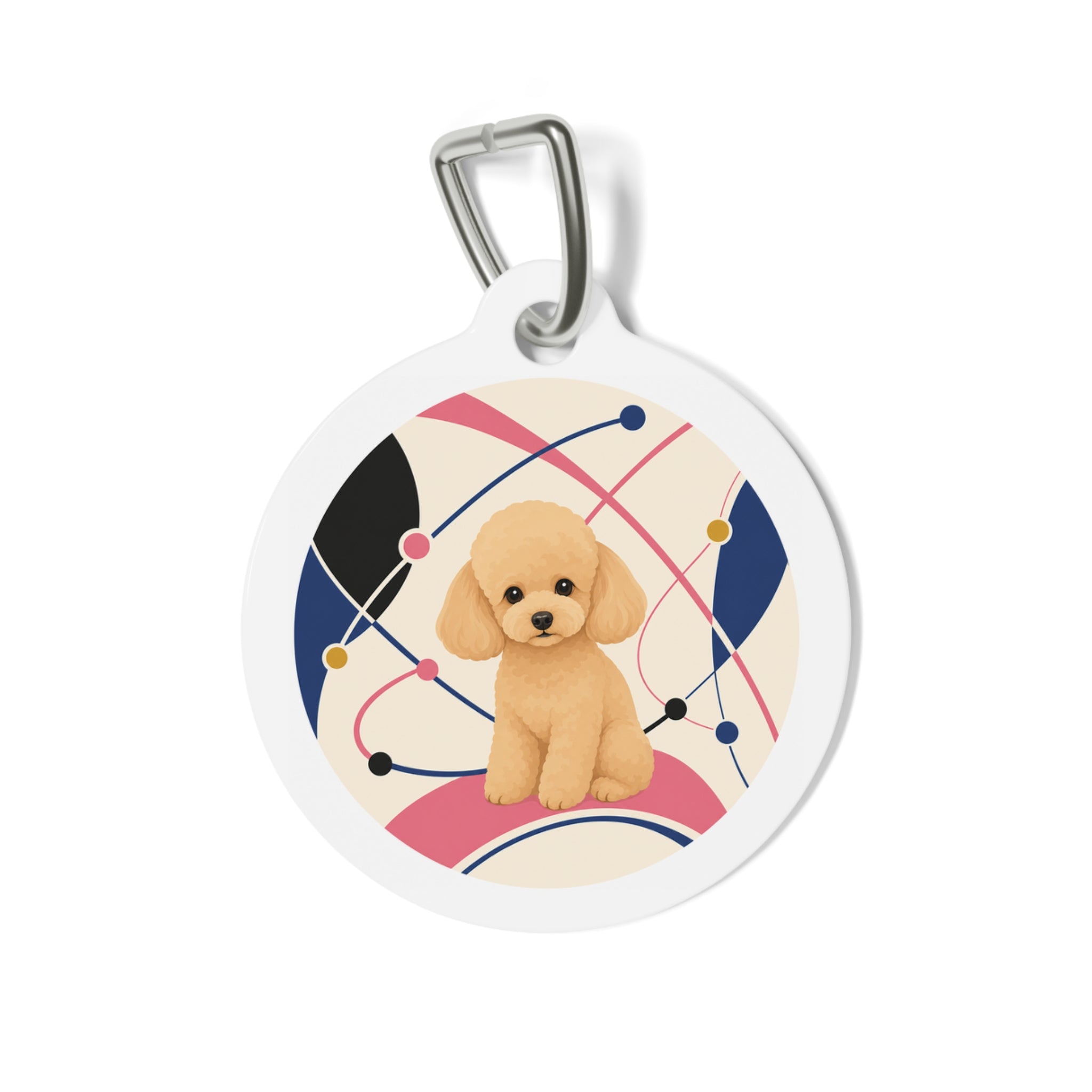 Toy Poodle Atomic Lines Apricot Puppy Personalized Dog ID Tag