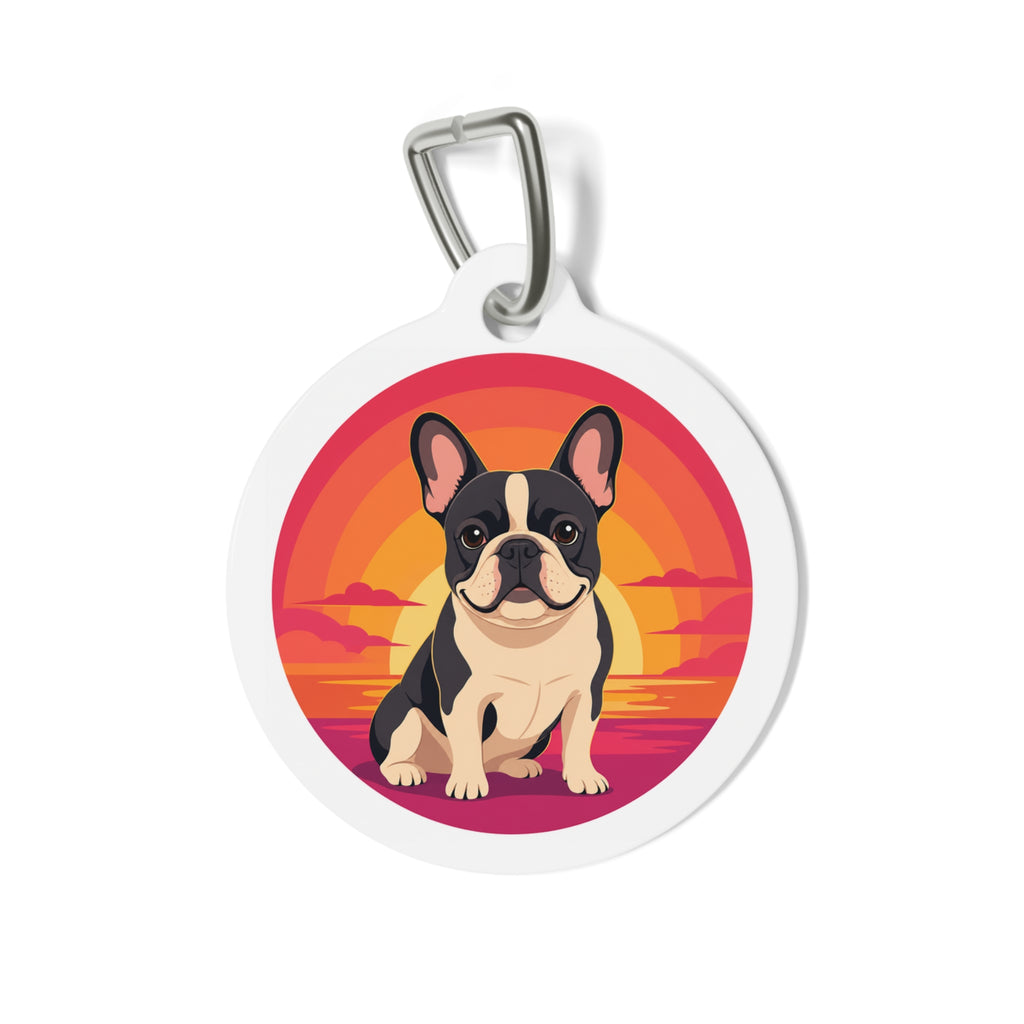 French Bulldog Retro Sunset Personalized Dog ID Tag