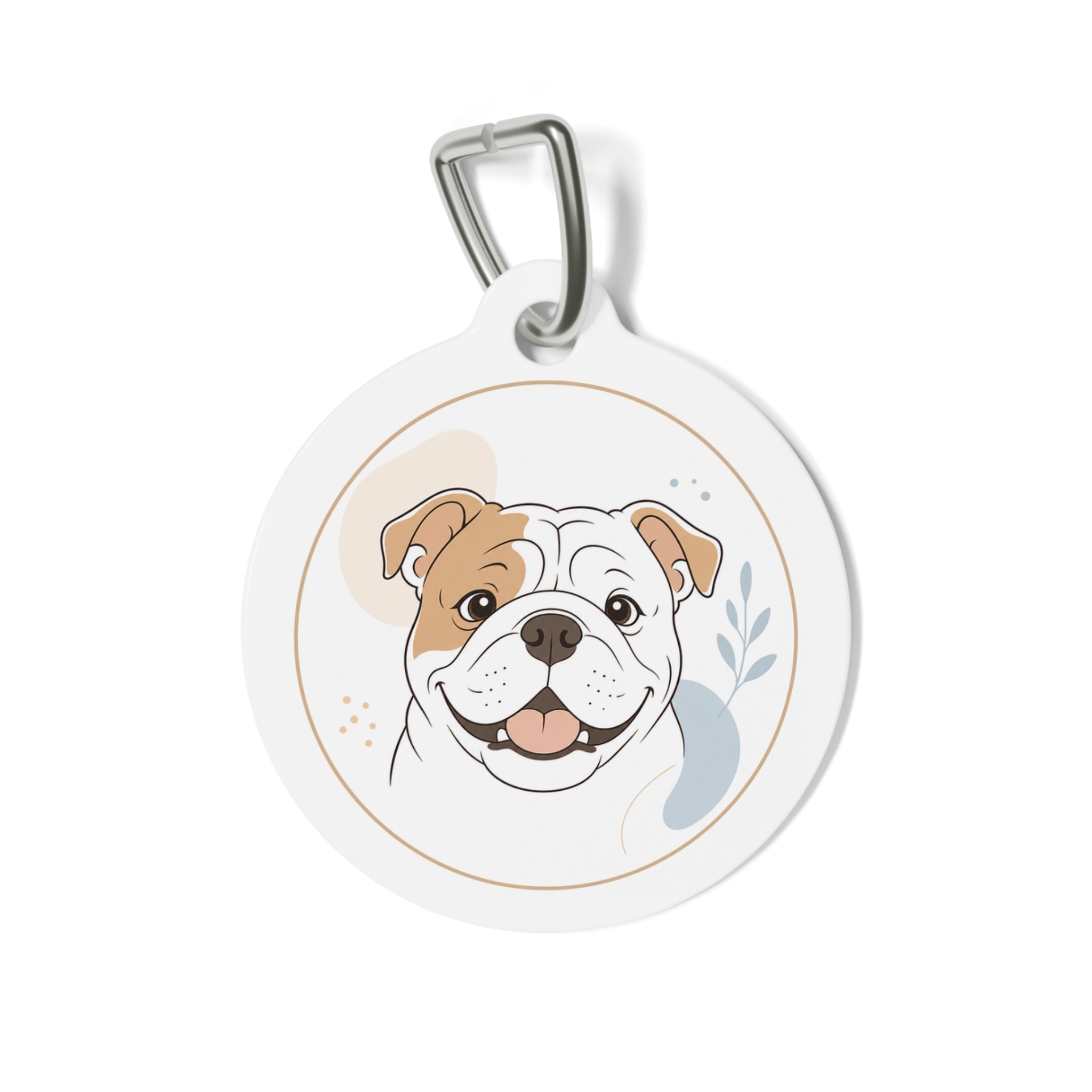Bulldog Happy Line Art Personalized Dog ID Tag