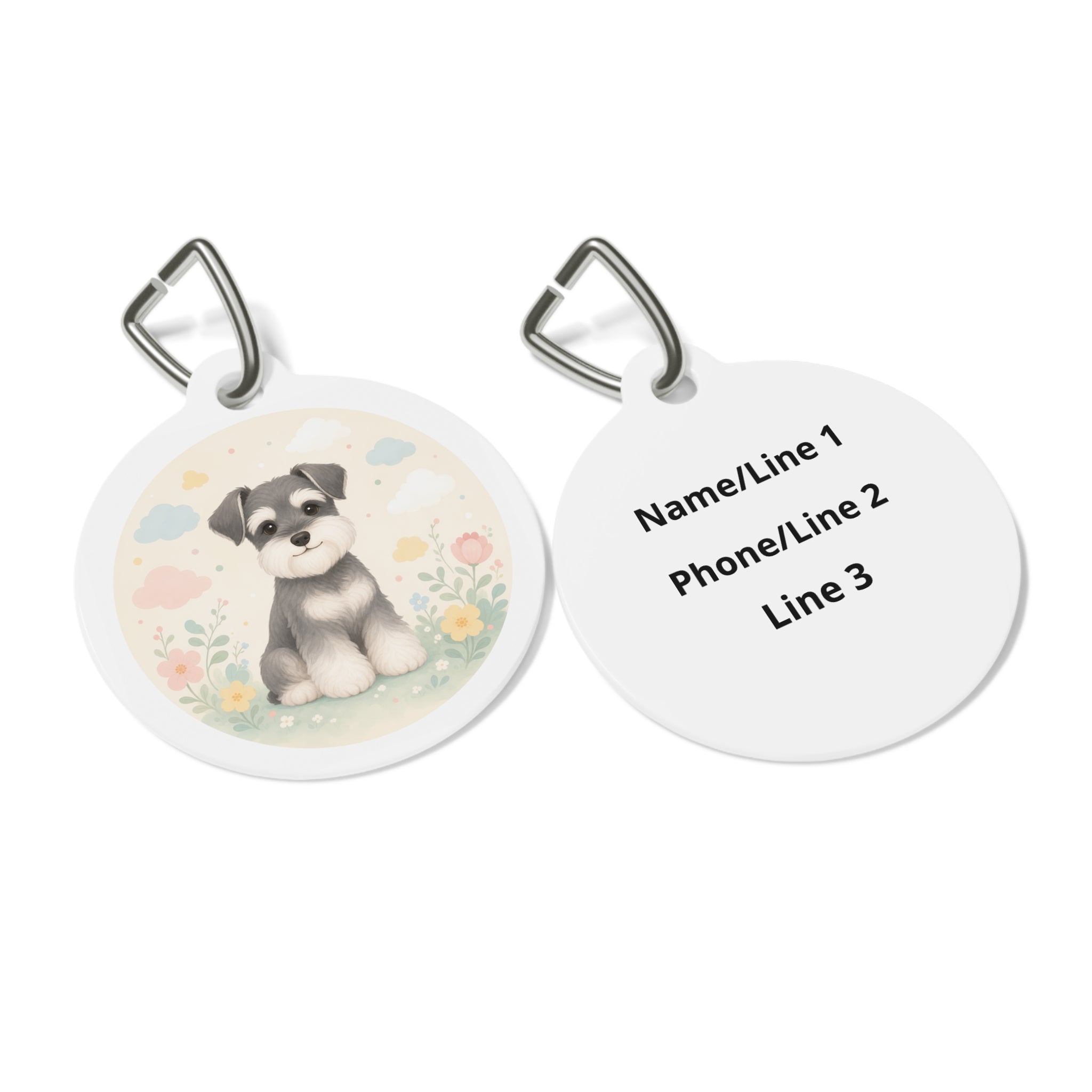 Miniature Schnauzer Joyful Cute Portrait Personalized Dog ID Tag