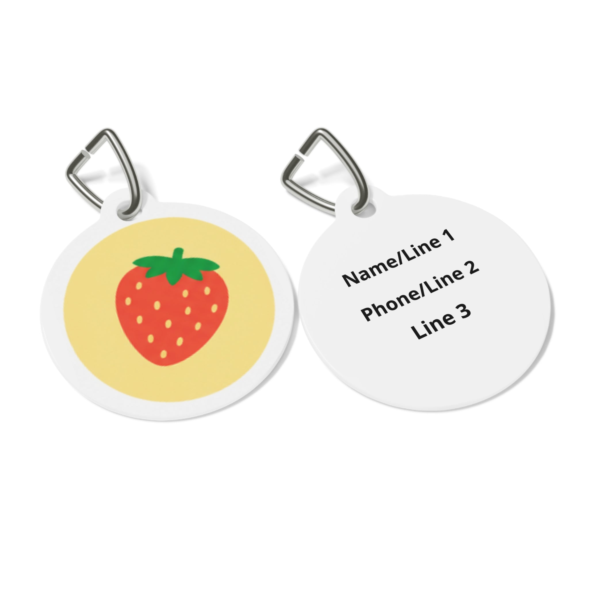 Sunny Strawberry Cheerful Fruit Pattern Personalized Dog ID Tag