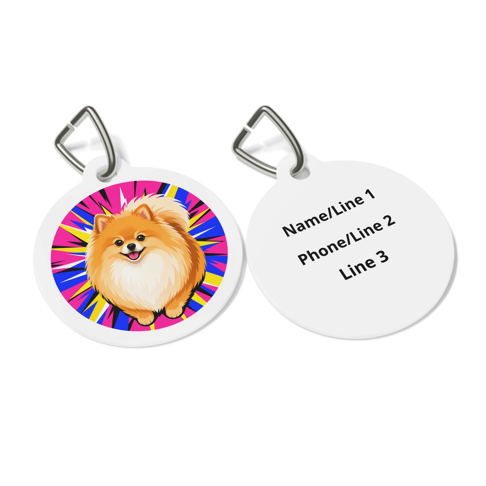Pomeranian Radiant Pop Sunburst Personalized Dog ID Tag