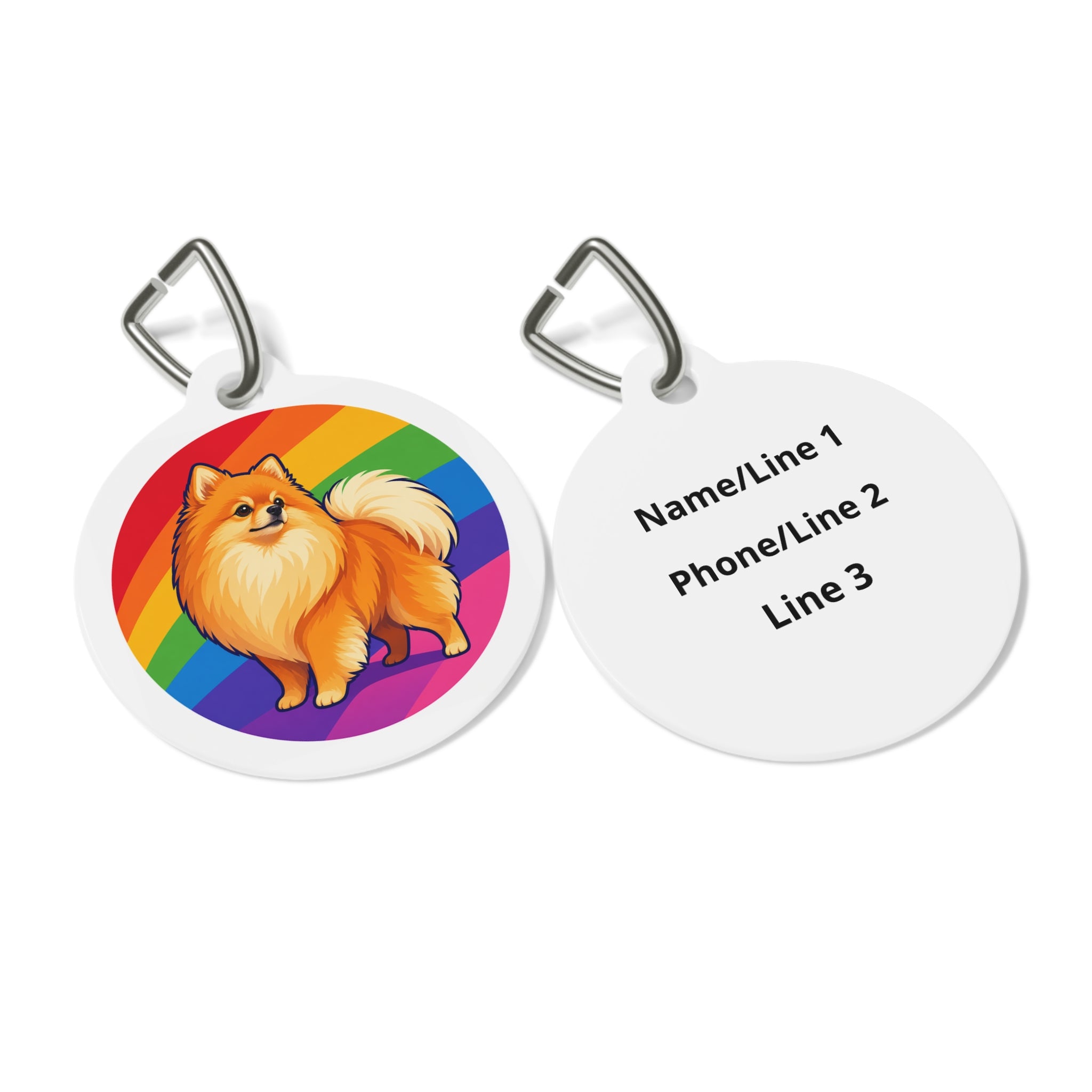 Pomeranian Rainbow Pride Pop Art Personalized Dog ID Tag