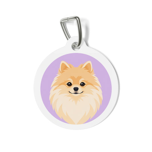 Pomeranian Soft Lavender Portrait Personalized Dog ID Tag