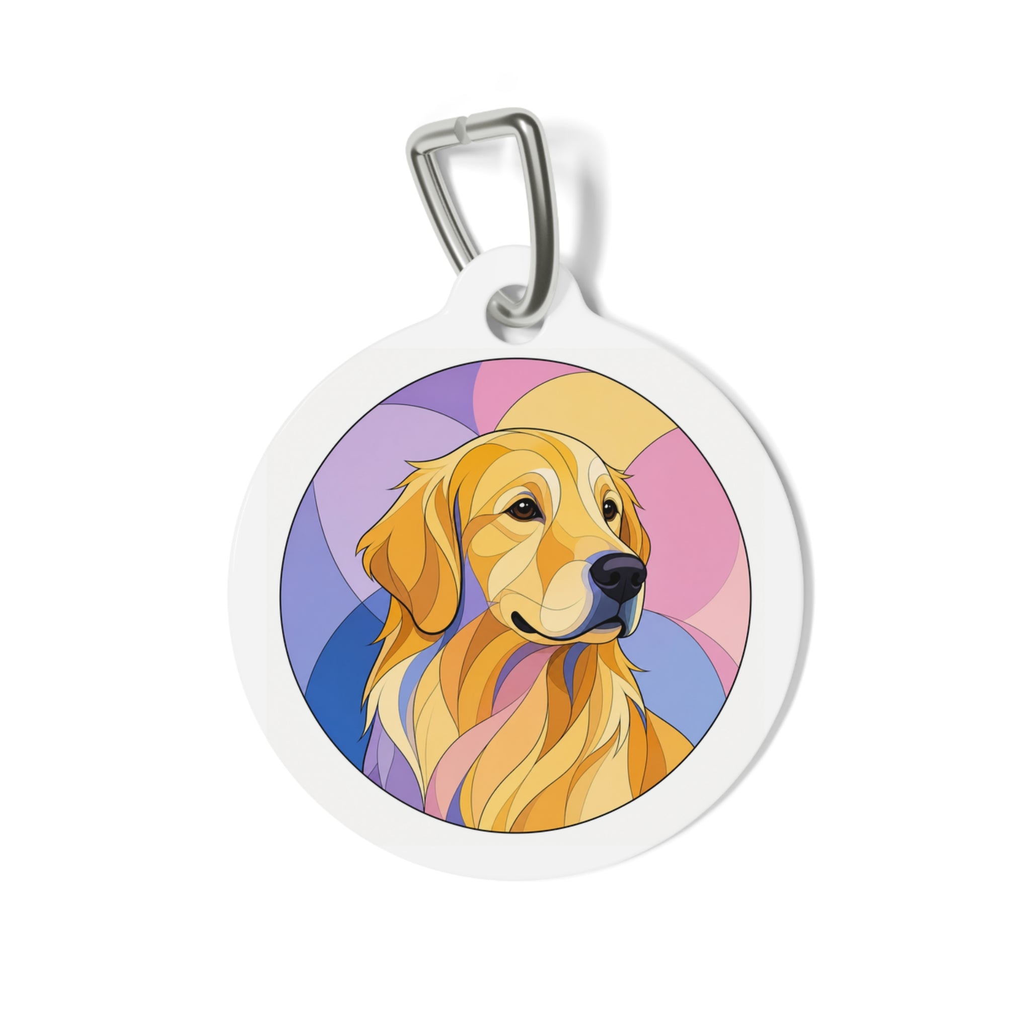 Golden Retriever Pastel Stained Glass Personalized Dog ID Tag