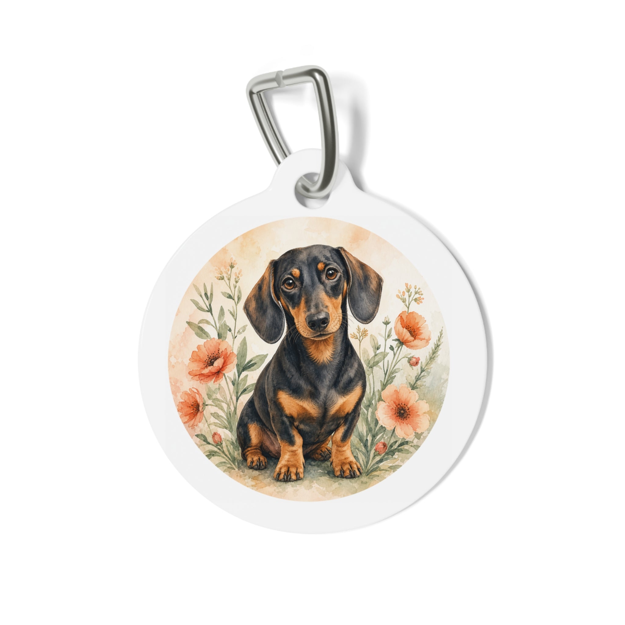 Dachshund Bright Floral Personalized Dog ID Tag
