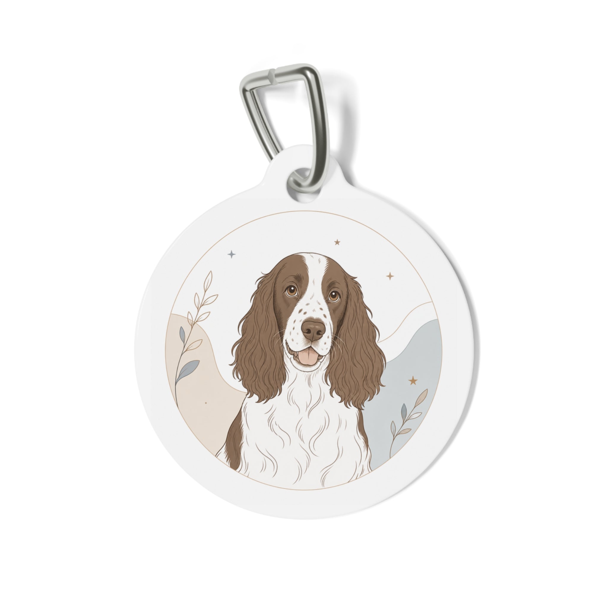 English Springer Spaniel Minimal Neutral Personalized Dog ID Tag
