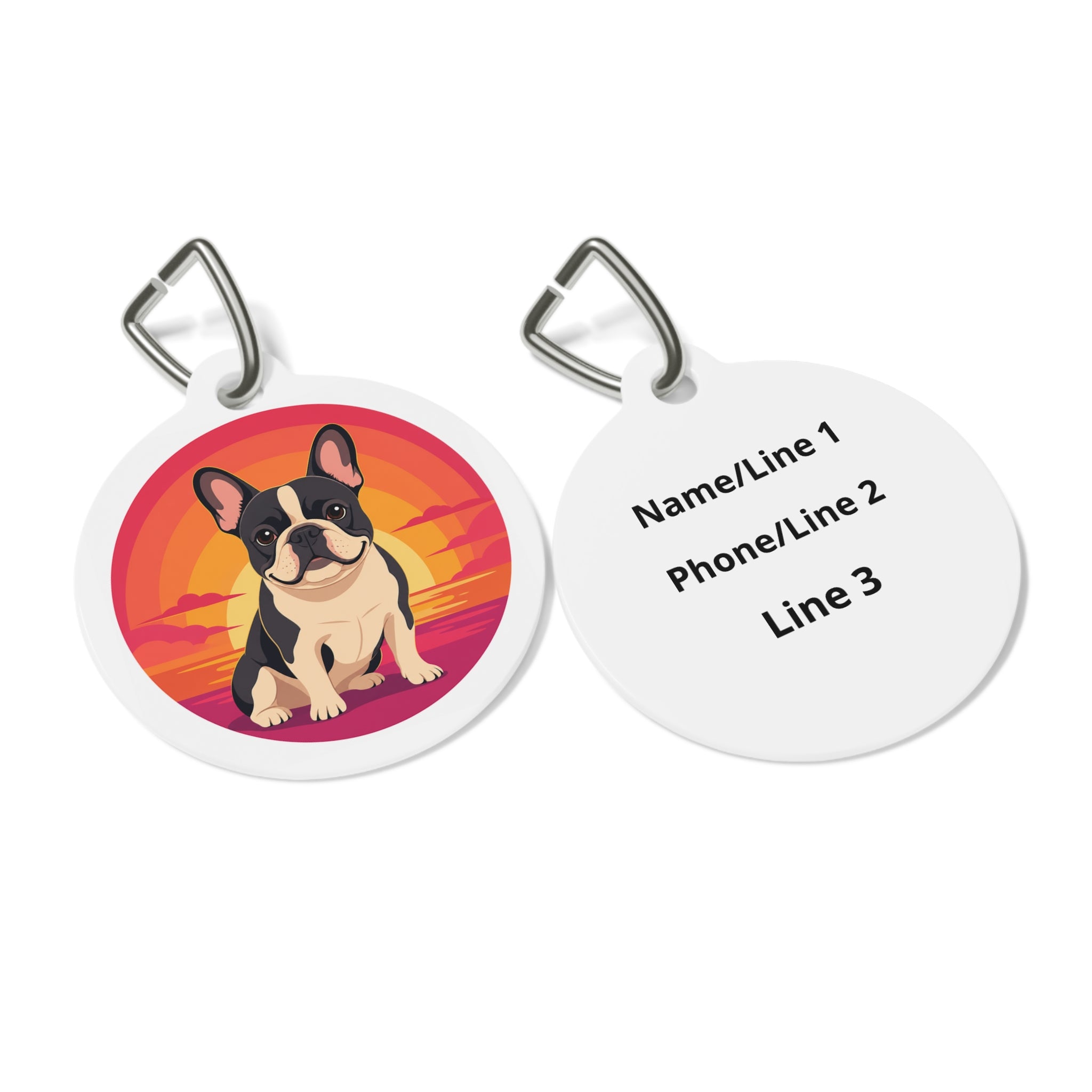 French Bulldog Retro Sunset Personalized Dog ID Tag