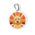 Etiqueta de identificación de perro personalizada Goldendoodle Retro Amanecer