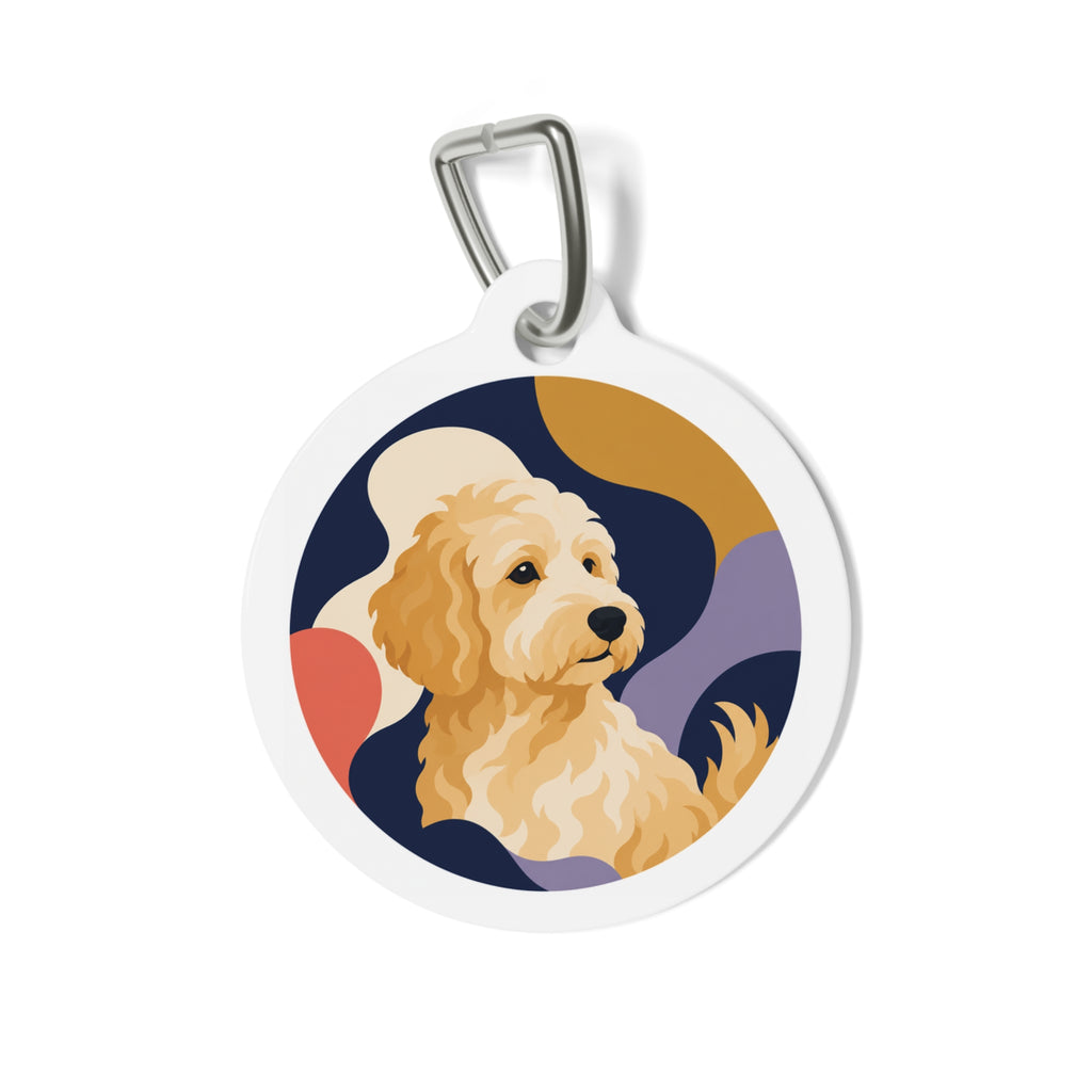 Goldendoodle Colorful Doodle Portrait Personalized Dog ID Tag