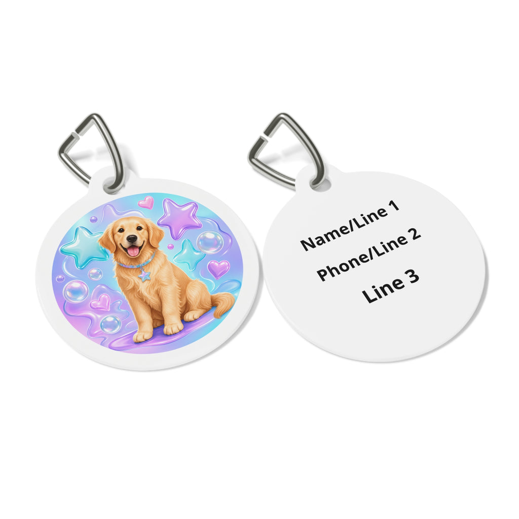 Chapa de identificación personalizada para perro Golden Retriever Bubble Dream