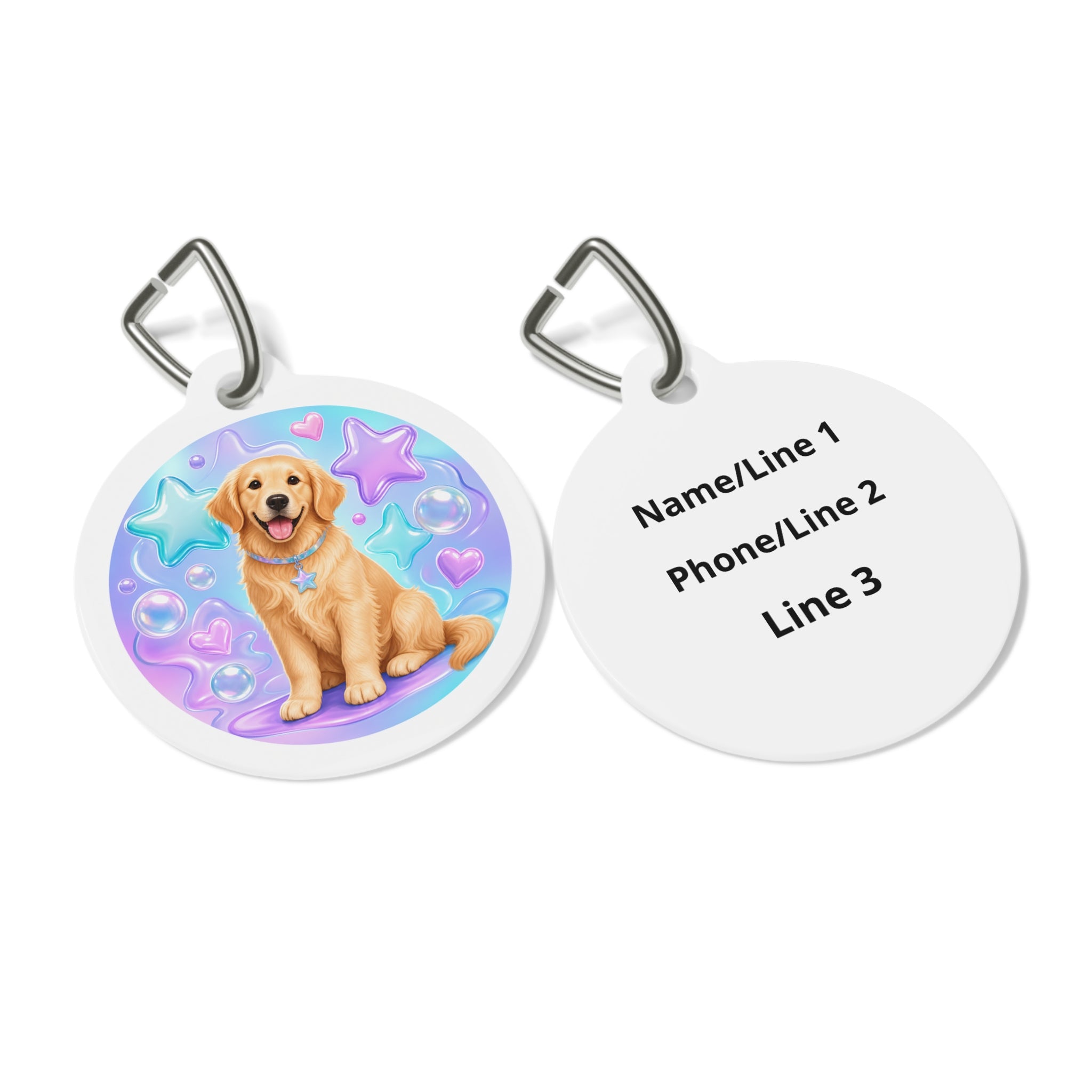 Chapa de identificación personalizada para perro Golden Retriever Bubble Dream