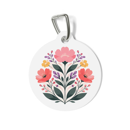 Roxy Coral Folk Wildflower Dog ID Tag