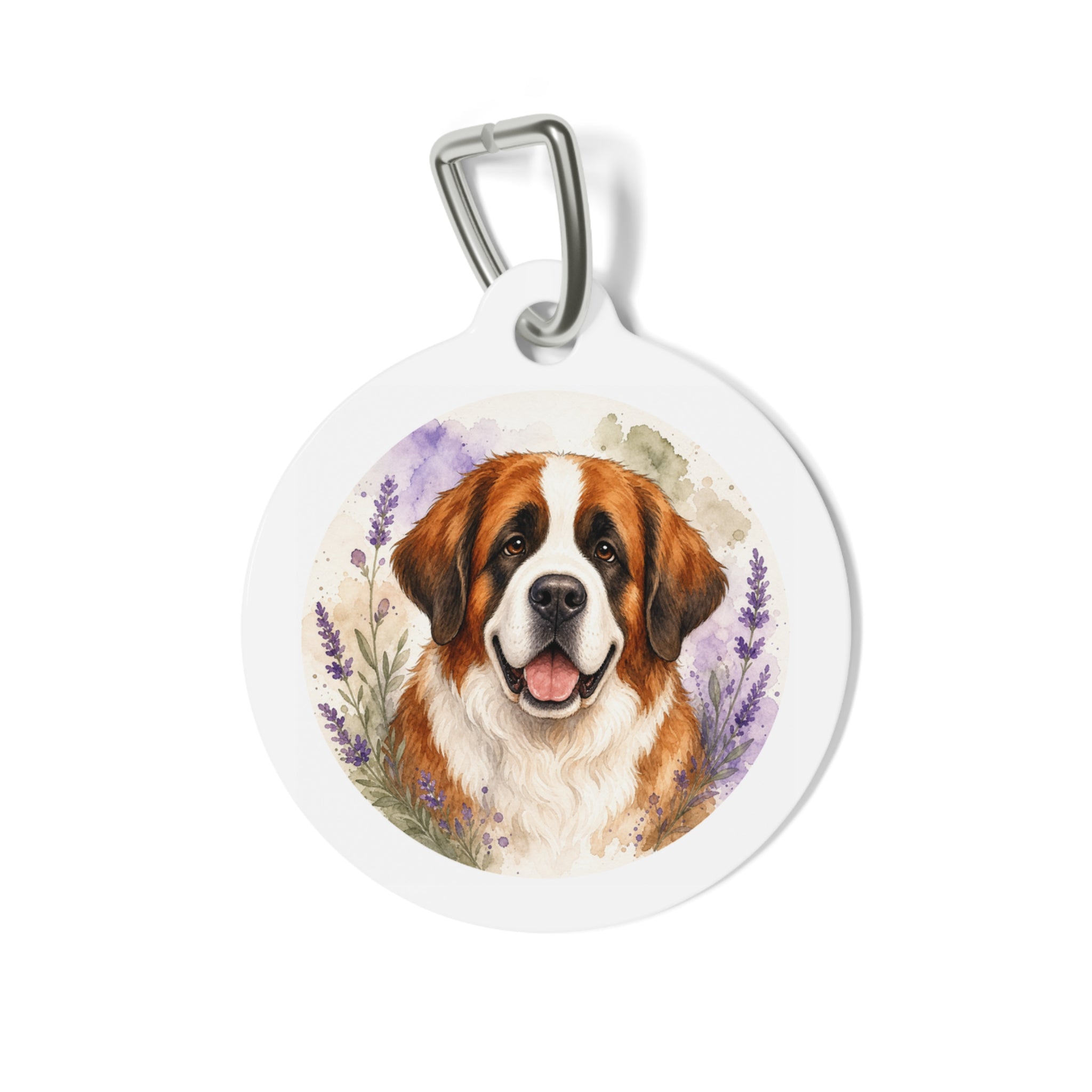 Saint Bernard Soft Gallery Watercolor Personalized Dog ID Tag