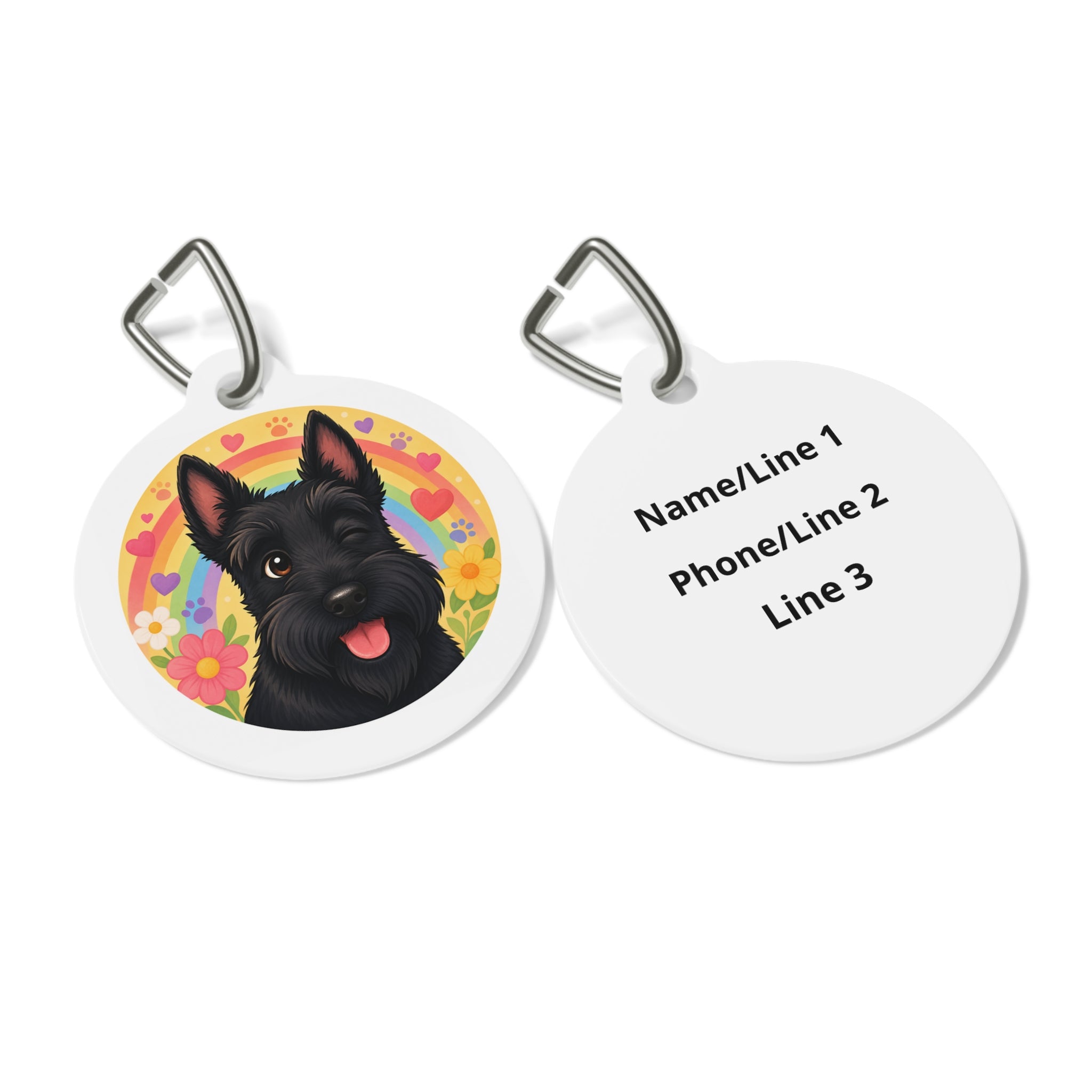 Scottish Terrier Floral Pop Personalized Dog ID Tag