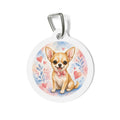 Chihuahua Watercolor Bow & Hearts Personalized Dog ID Tag