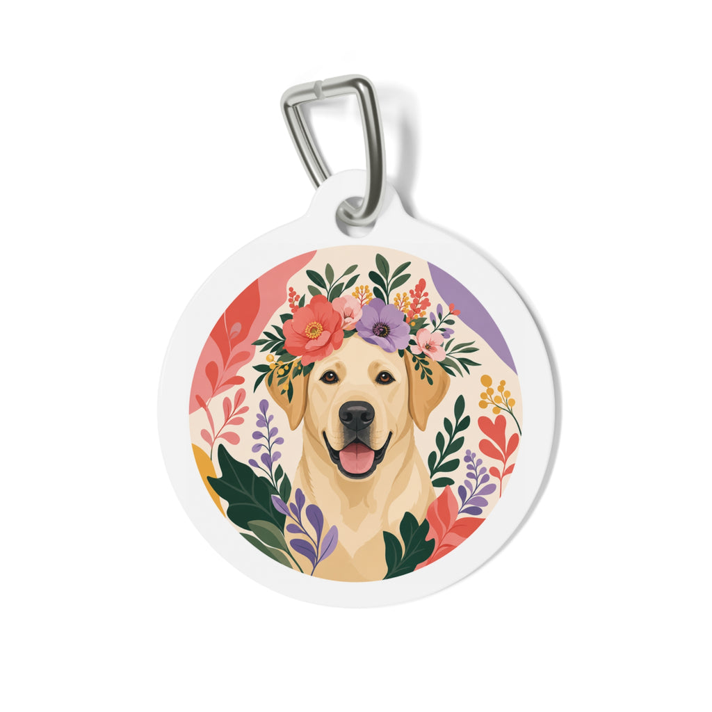 Labrador Retriever Wildflower Crown Personalized Dog ID Tag