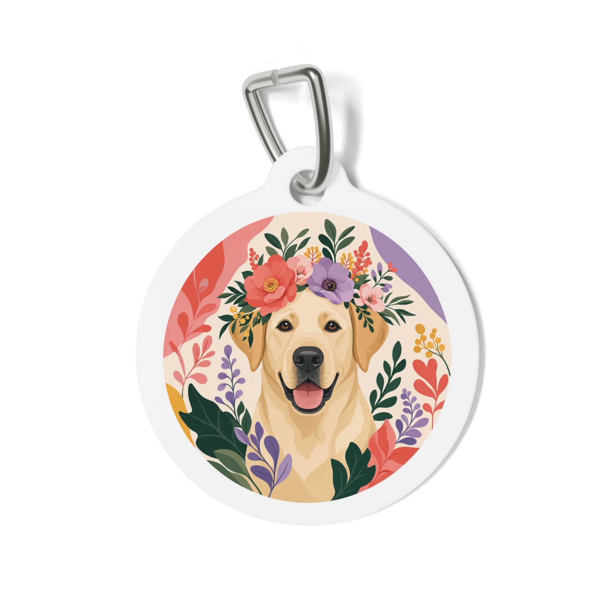 Labrador Retriever Wildflower Crown Personalized Dog ID Tag