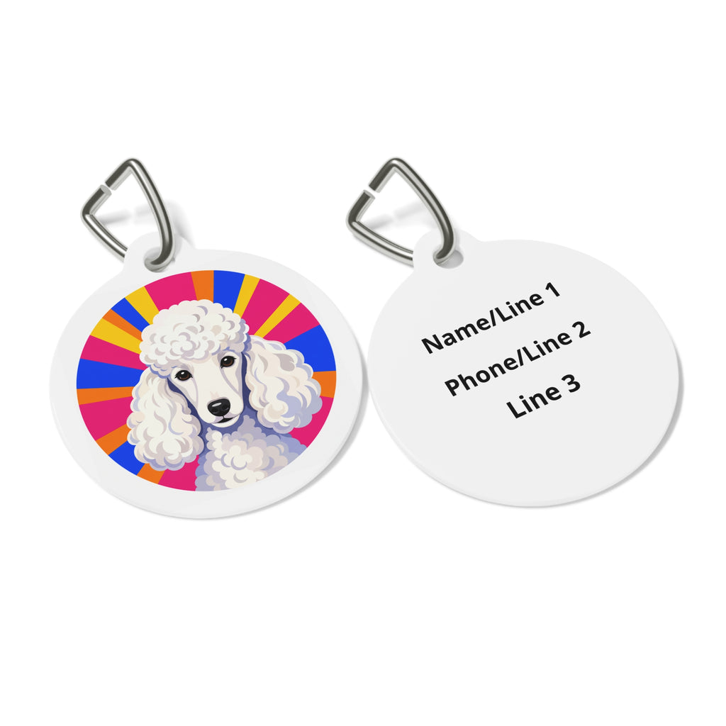 Placa de identificación personalizada para perro Poodle Sunburst