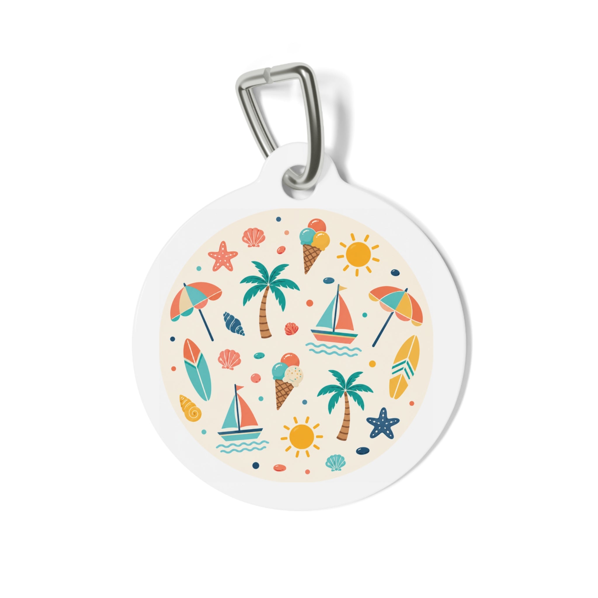 Beach Holiday Dreamy Coastal Scene Personalized Dog ID Tag