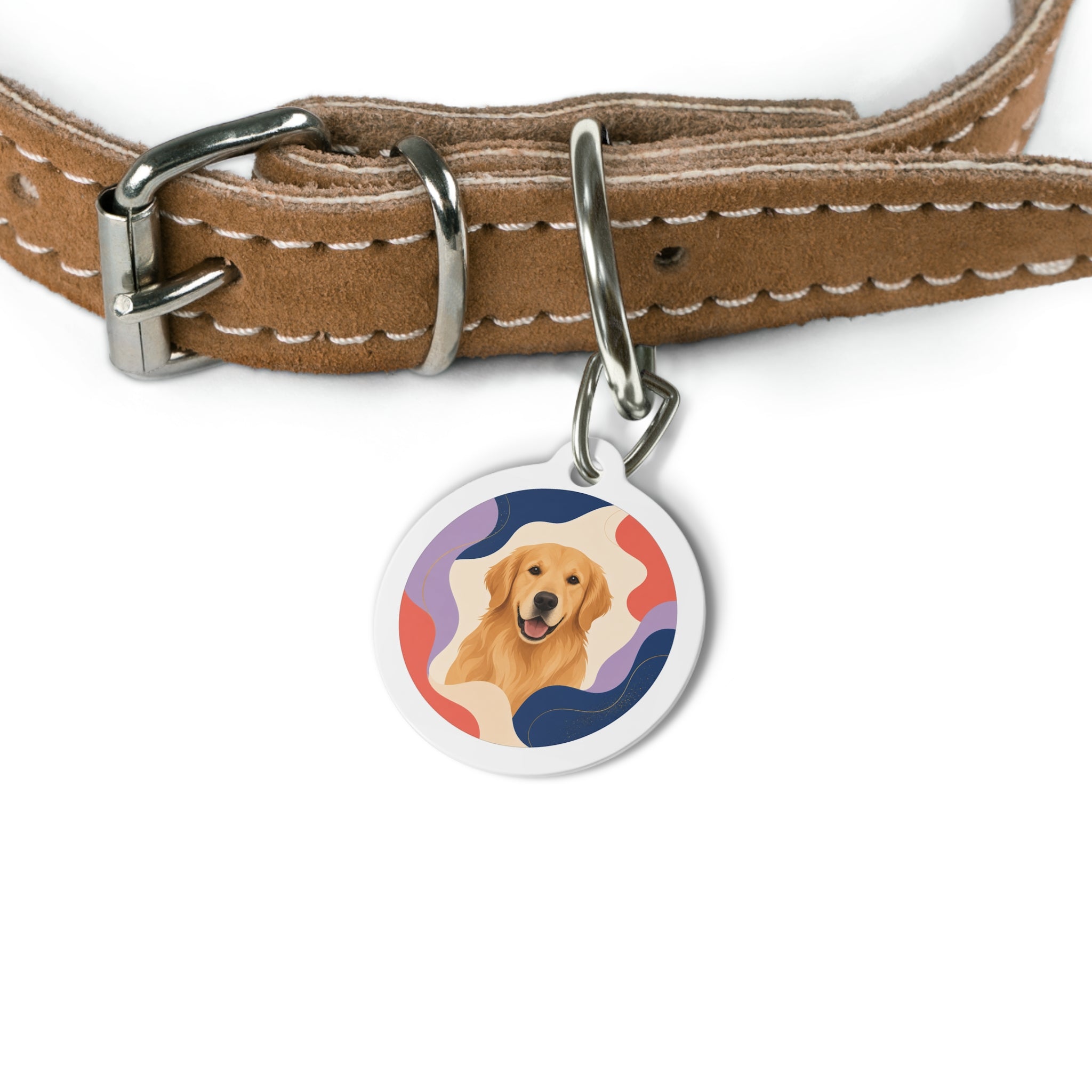 Golden Retriever Retro Wave Personalized Dog ID Tag