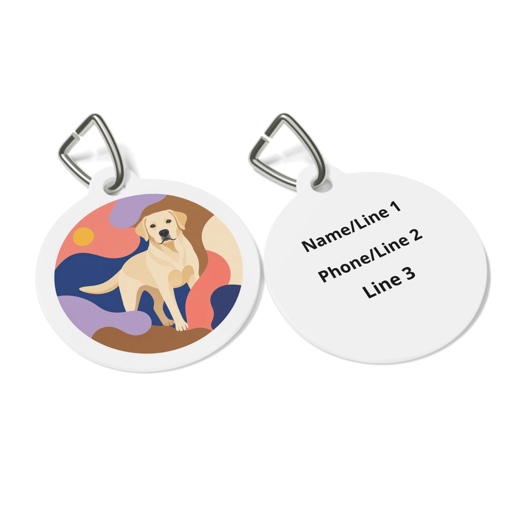 Labrador Retriever Retro Wave Yellow Personalized Dog ID Tag