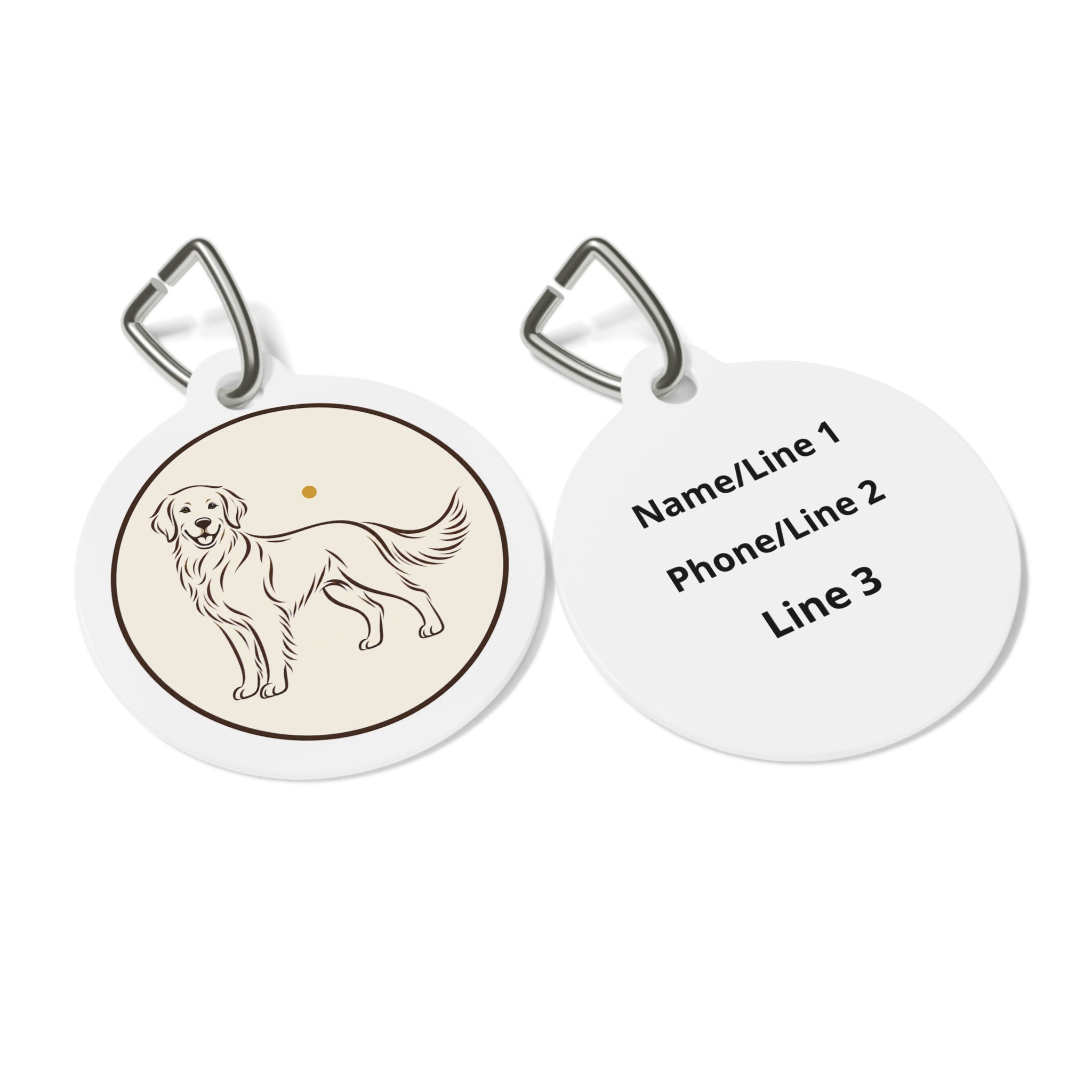 Golden Retriever Heritage Line Art Personalized Dog ID Tag