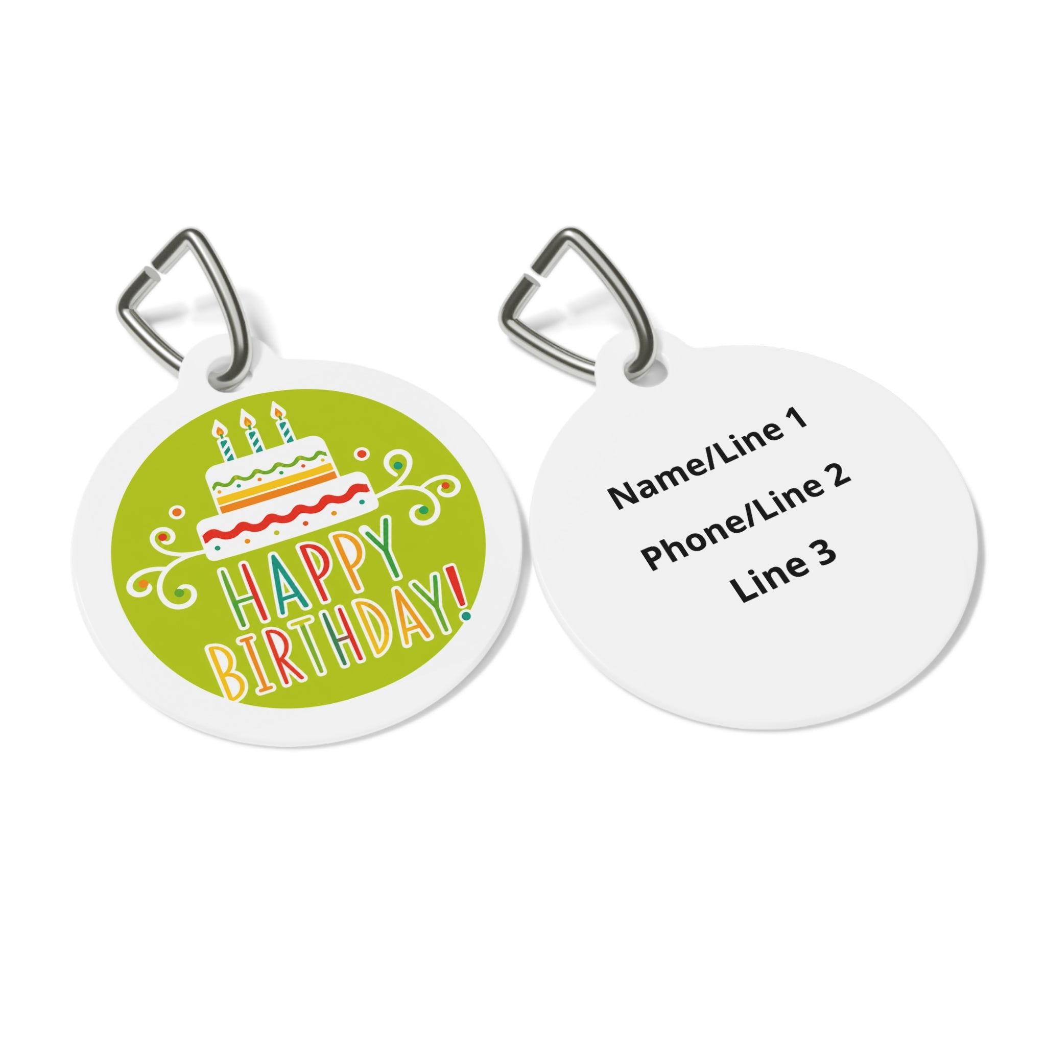 Lime Green Layer Cake Party Personalized Dog ID Tag