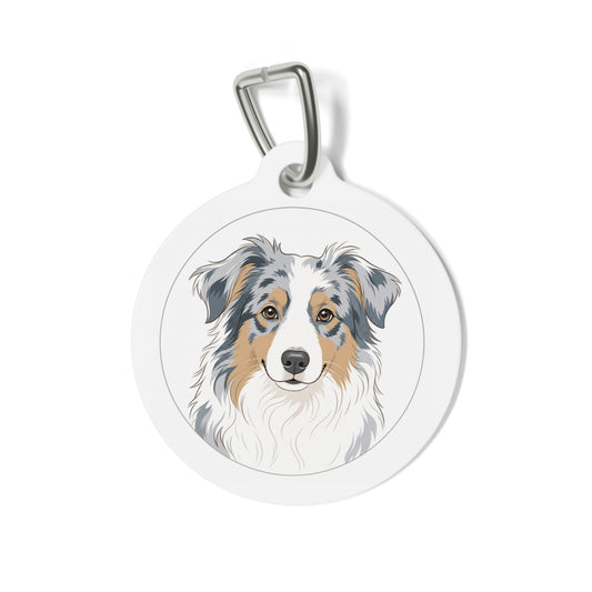 Australian Shepherd Minimal Blue Merle Personalized Dog ID Tag