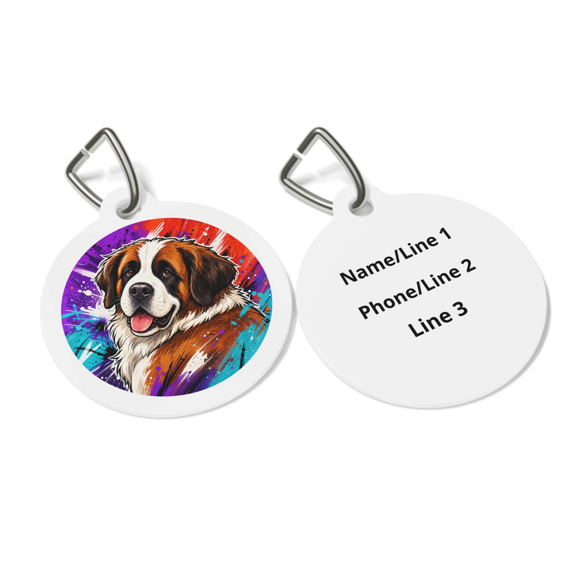Saint Bernard Lighthearted Pastel Art Personalized Dog ID Tag