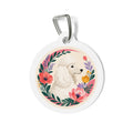 Placa de Identificación Personalizada para Perro con Corona de Flores Silvestres de Caniche