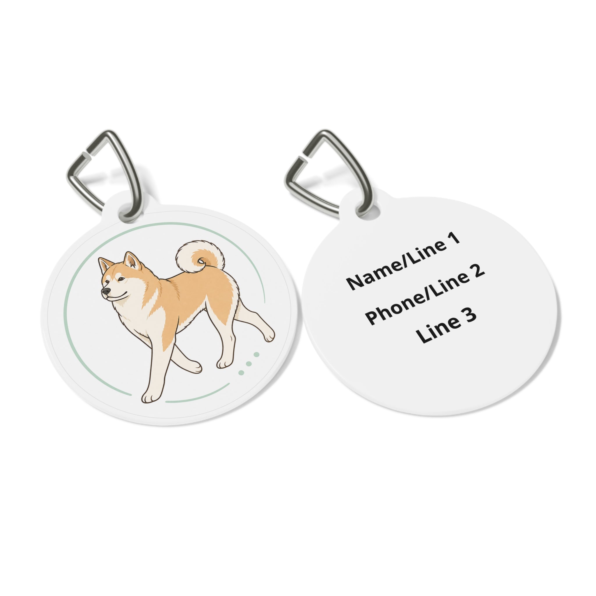 Akita Minimal Full-Body Line Personalized Dog ID Tag