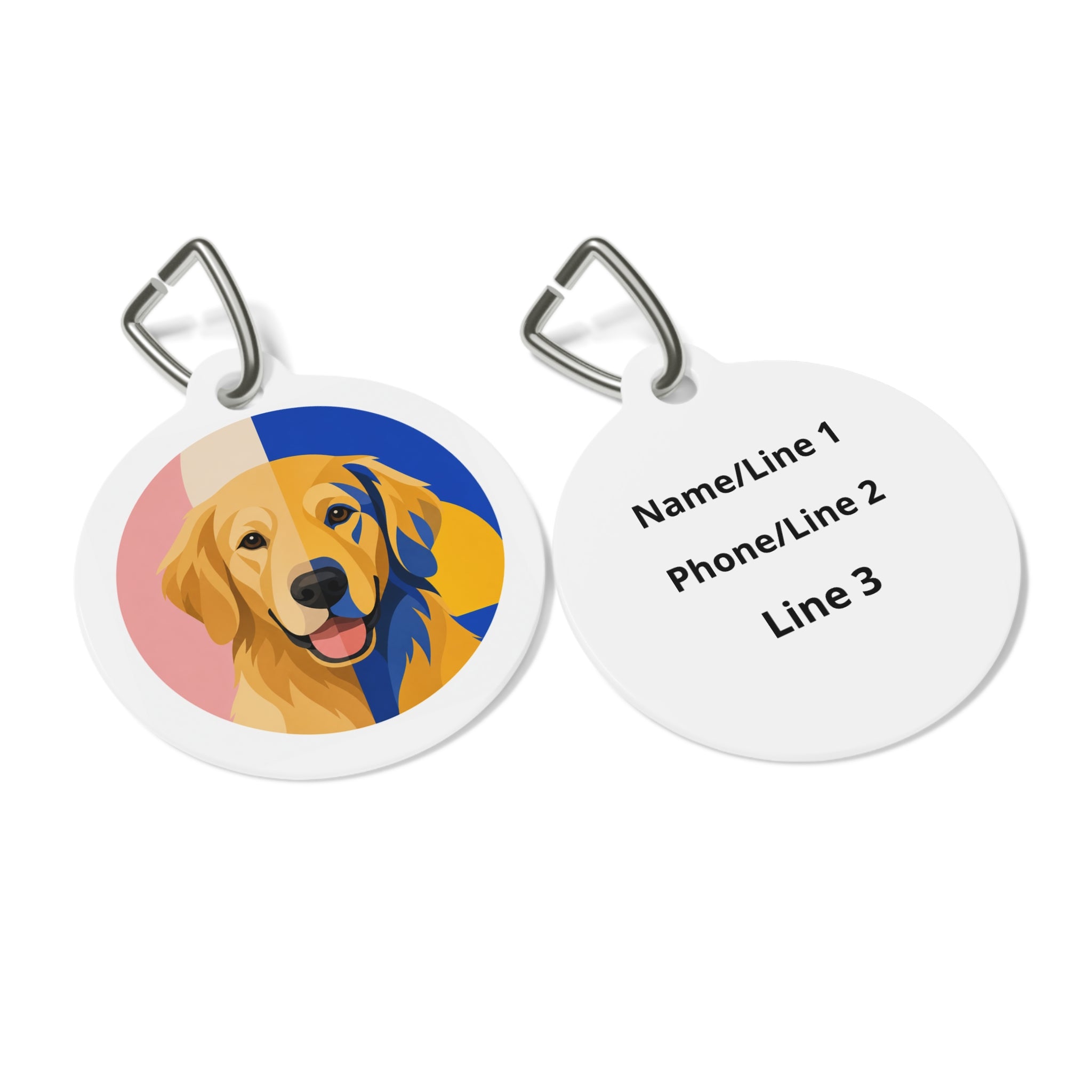 Golden Retriever Bold Color Block Personalized Dog ID Tag