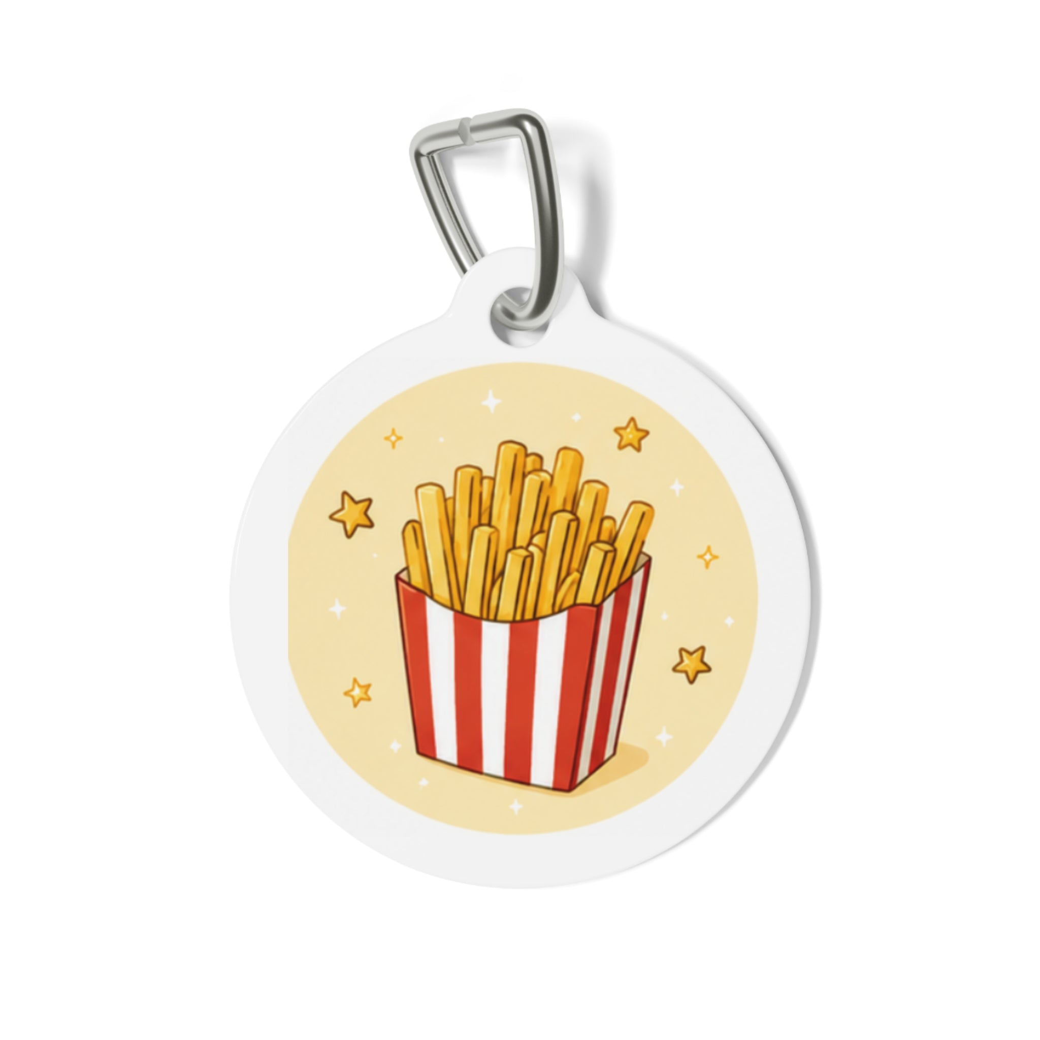 Golden Fries Whimsical Foodie Art Personalized Dog ID Tag