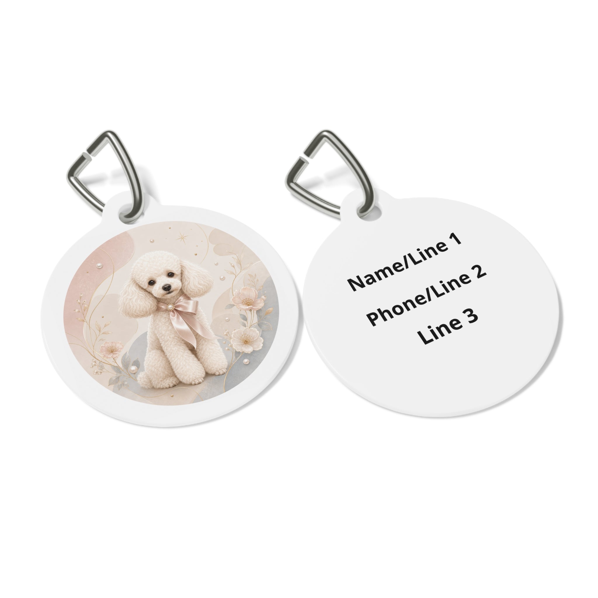 Poodle Teddy Bow Personalized Dog ID Tag