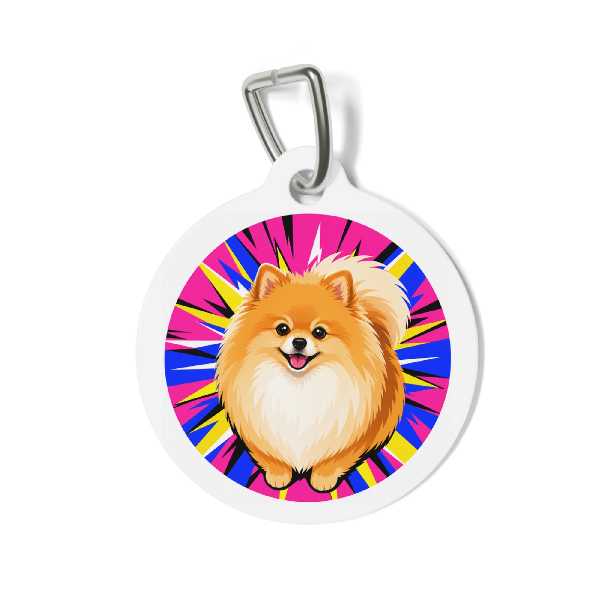 Pomeranian Radiant Pop Sunburst Personalized Dog ID Tag