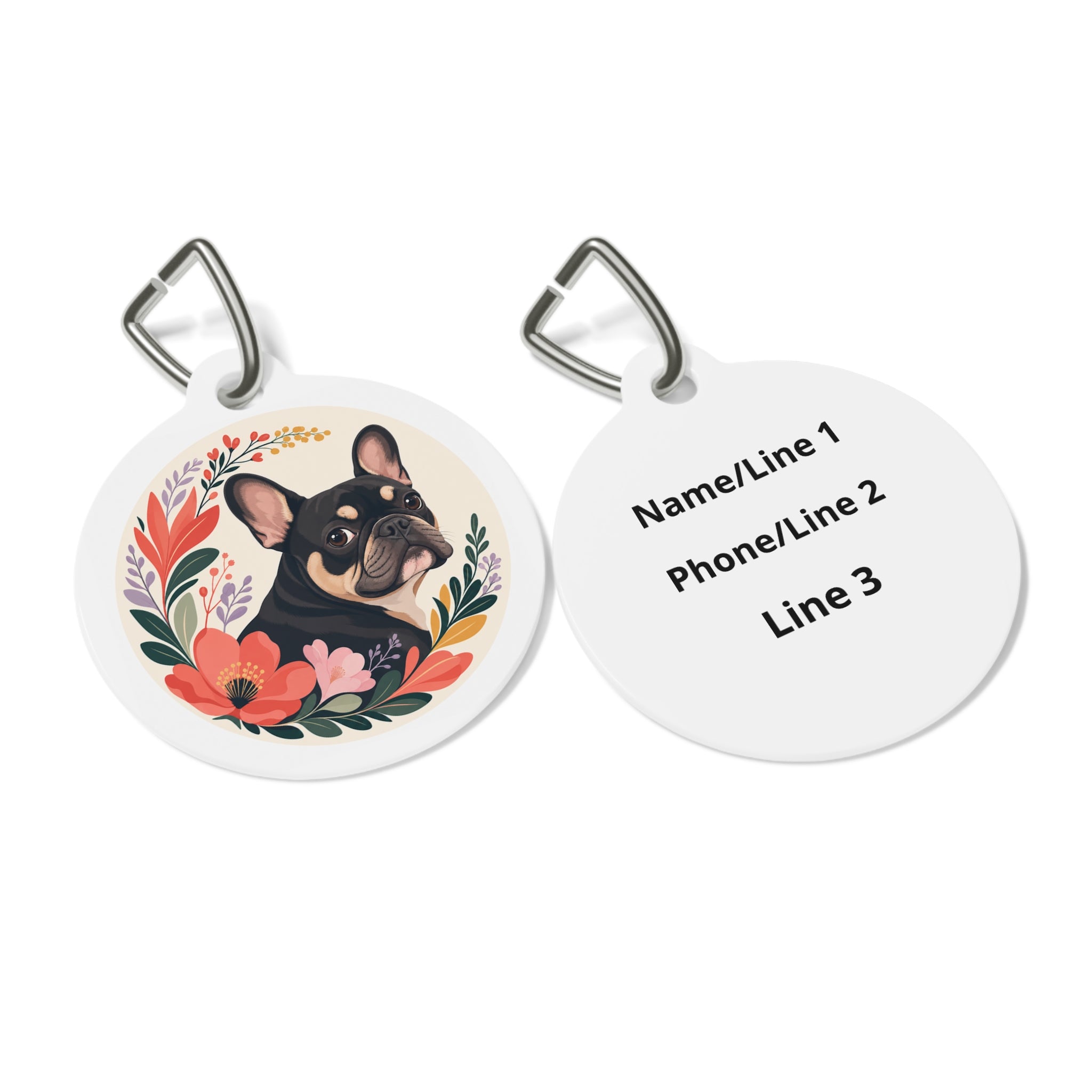 French Bulldog Joyful Floral Personalized Dog ID Tag