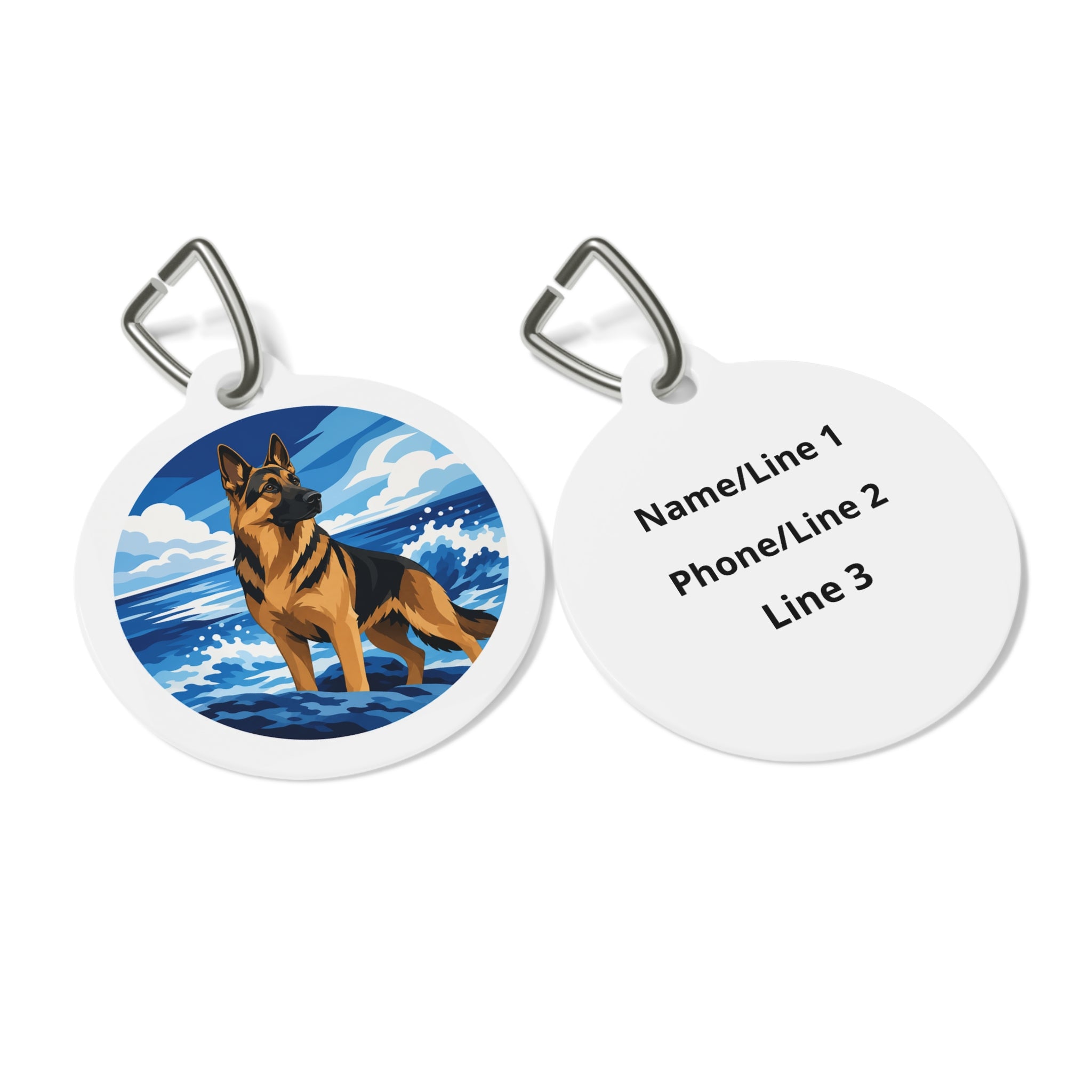 German Shepherd Ocean Adventure Personalized Dog ID Tag