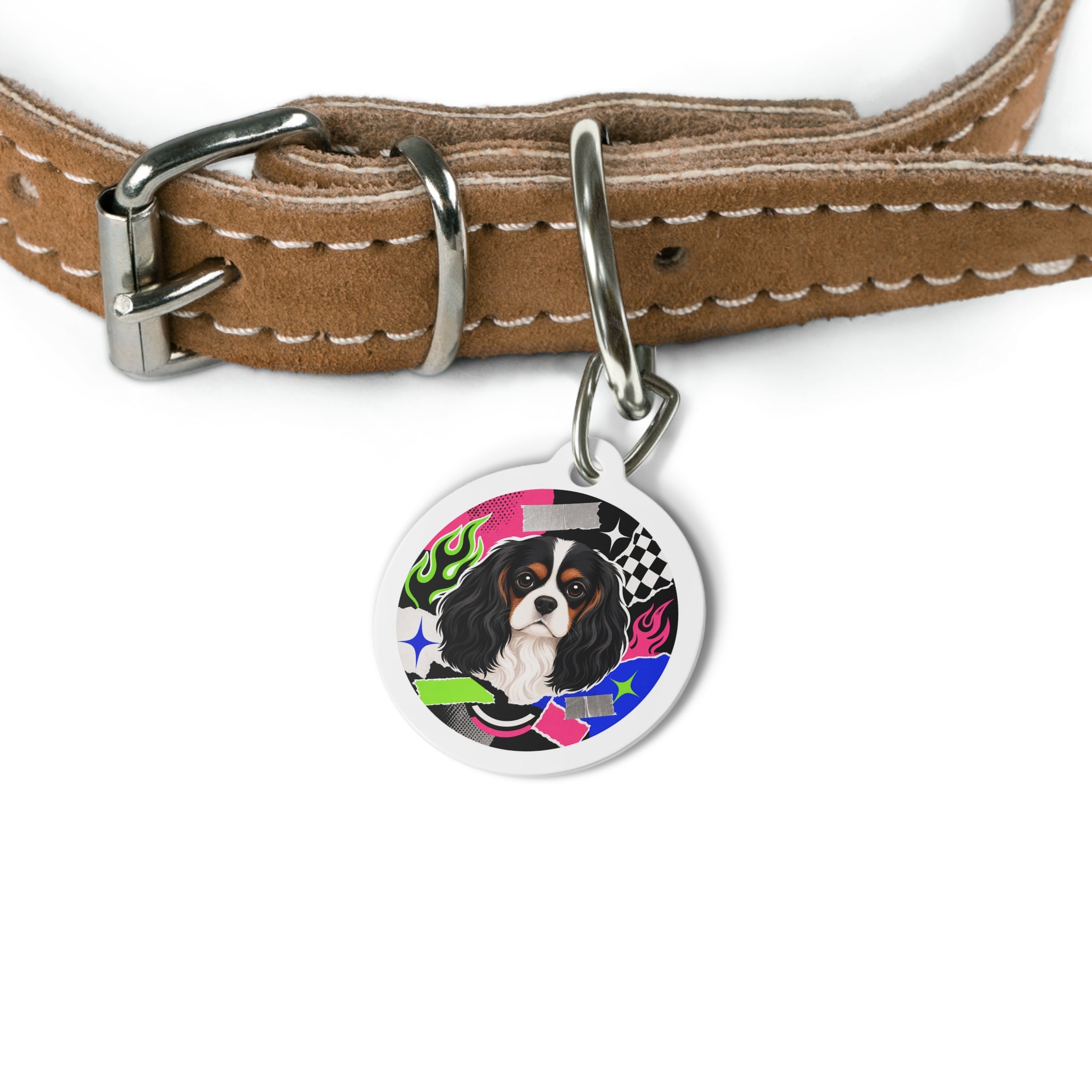 Cavalier King Charles Spaniel Joyful Playful Portrait Personalized Dog ID Tag