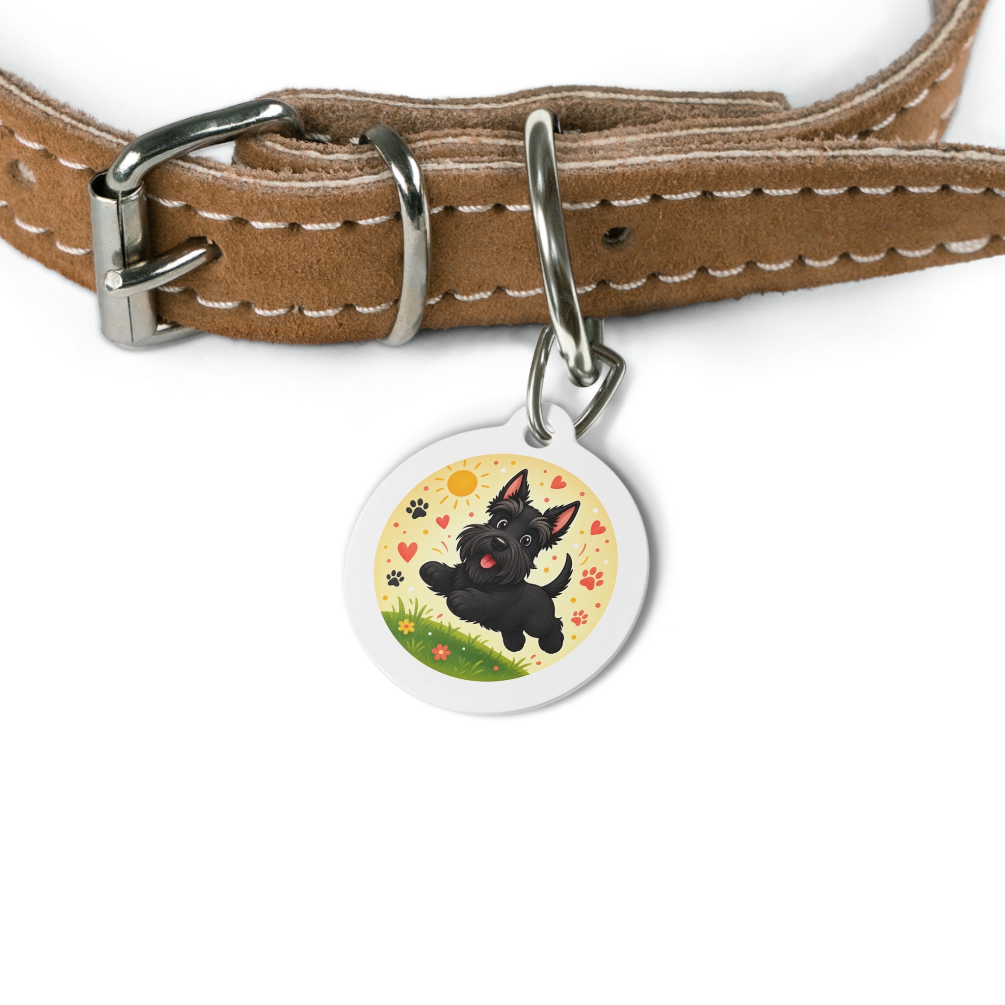 Scottish Terrier Sunny Playtime Personalized Dog ID Tag