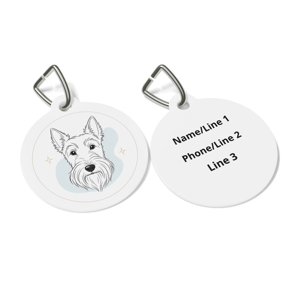 Chapa de identificación personalizada para perro con diseño minimalista de Scottish Terrier