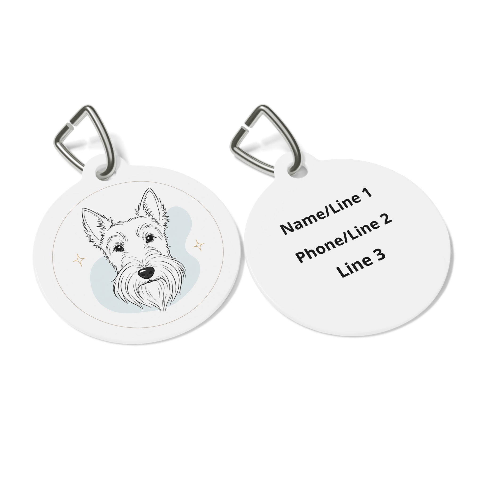 Scottish Terrier Minimal Line Art Personalized Dog ID Tag